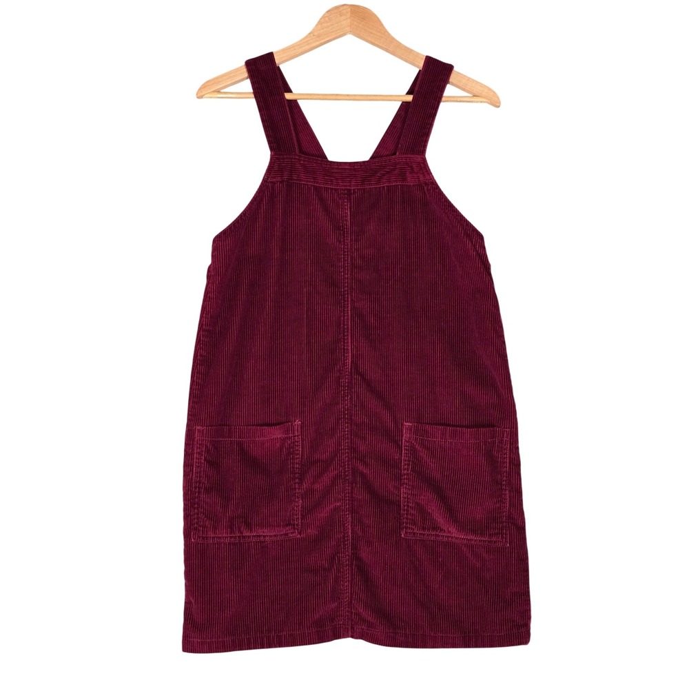 Dorothy Perkins Women's Burgundy Corduroy Pinafore Overall Dress 6
